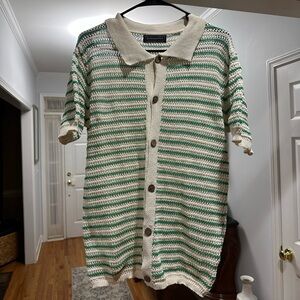Striped Green and Cream Sweater 💚💚 Size Small! Best Offer Accepted!
